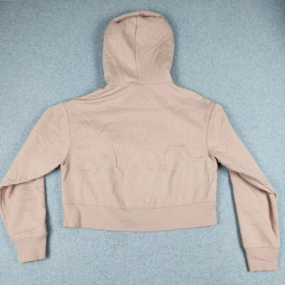 Wild Fable Cropped Hoodie Women XS Tan Cotton Fleece Lined Relaxed Fit Pullover - Picture 6 of 8